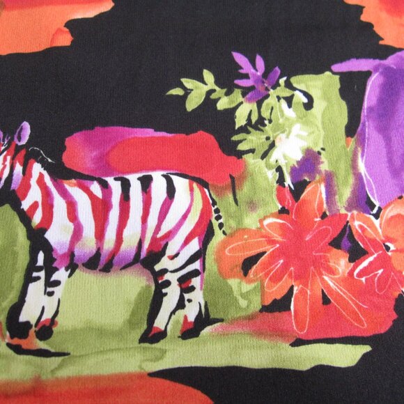 VTG Hi-Fashion Fabrics Safari Giraffe Zebra Elephant Neon Stretch Knit 72 x 66" - Picture 3 of 7